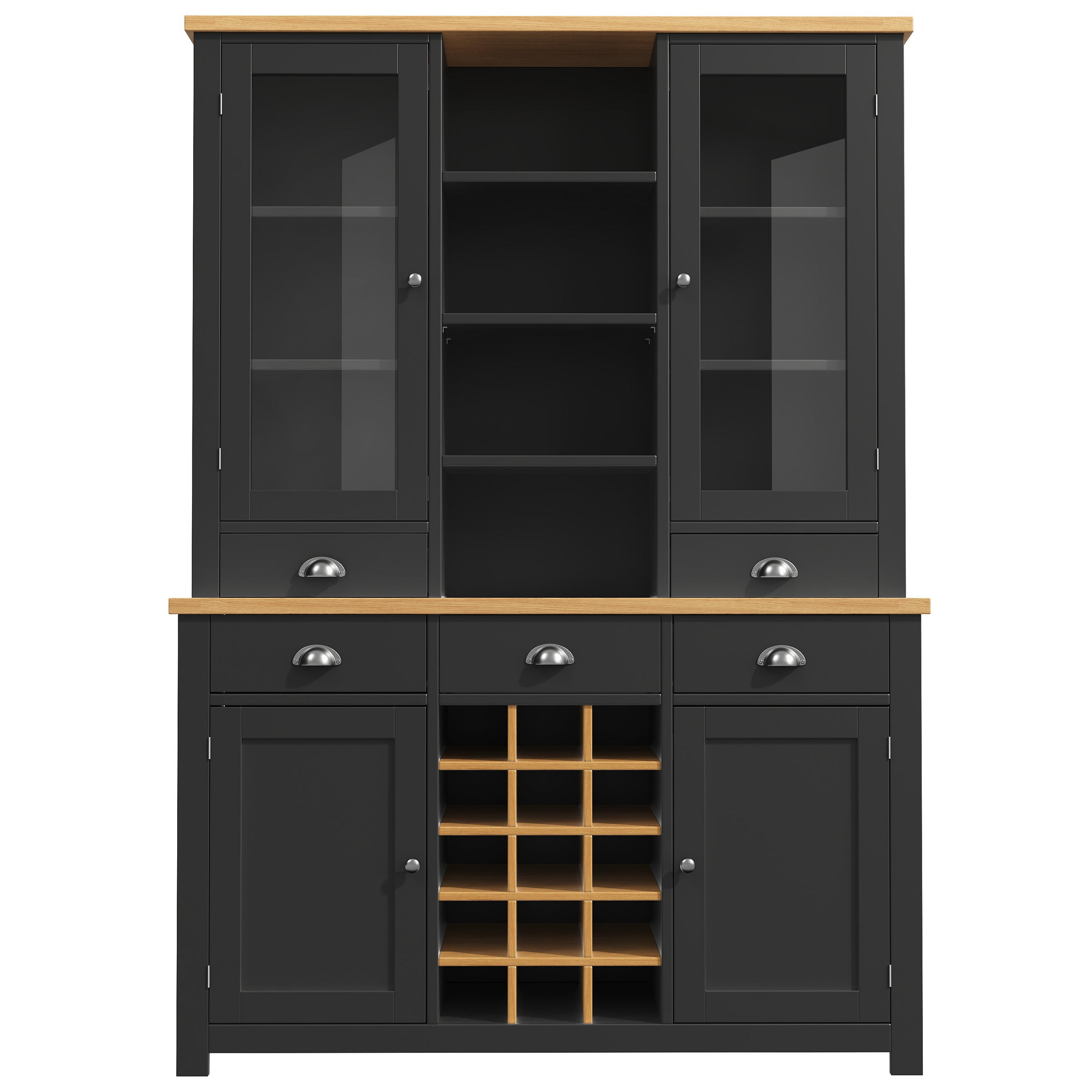 BUFFETSCHRANK Soft-Close Schwarz 120/40/185 cm - Schwarz, Holz (120/185/40cm) - PANGIVO