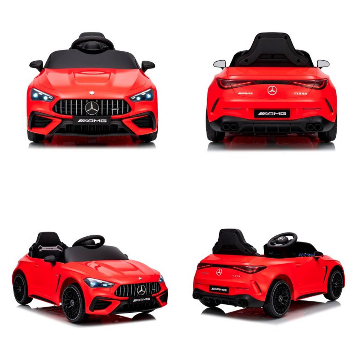 KINDER ELEKTROAUTO Mercedes AMG CLE 53 rot Stoßdämpfer, LED-Leuchten, Fernbedienung, Gurt, 2 Türen, Softstart - Rot, Kunststoff (99/55/43cm) - Chipolino