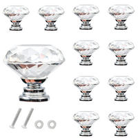 SCHRANKKNOPF Kristall Diamant 10er-Set 30 mm - Transparent, Glas (1.6/2.3/3cm)