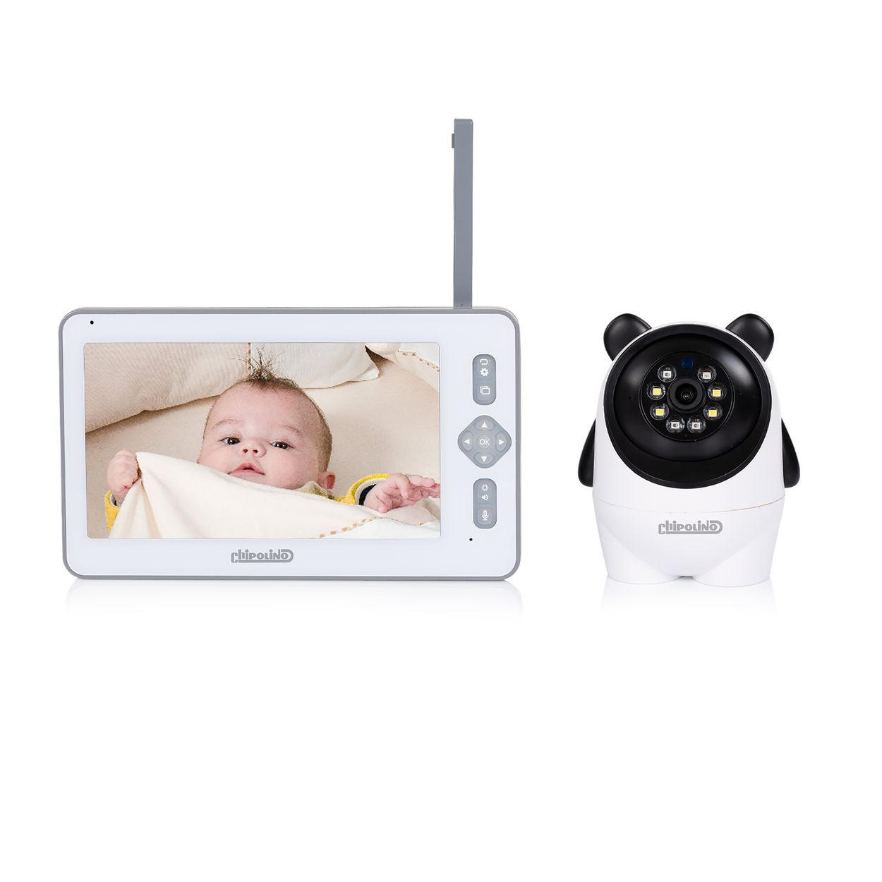 BABYPHONE Titan Kamera 7 Zoll weiß LED-Leuchten Schlafmodus Bildzoom VOX - Weiß, Kunststoff - Chipolino