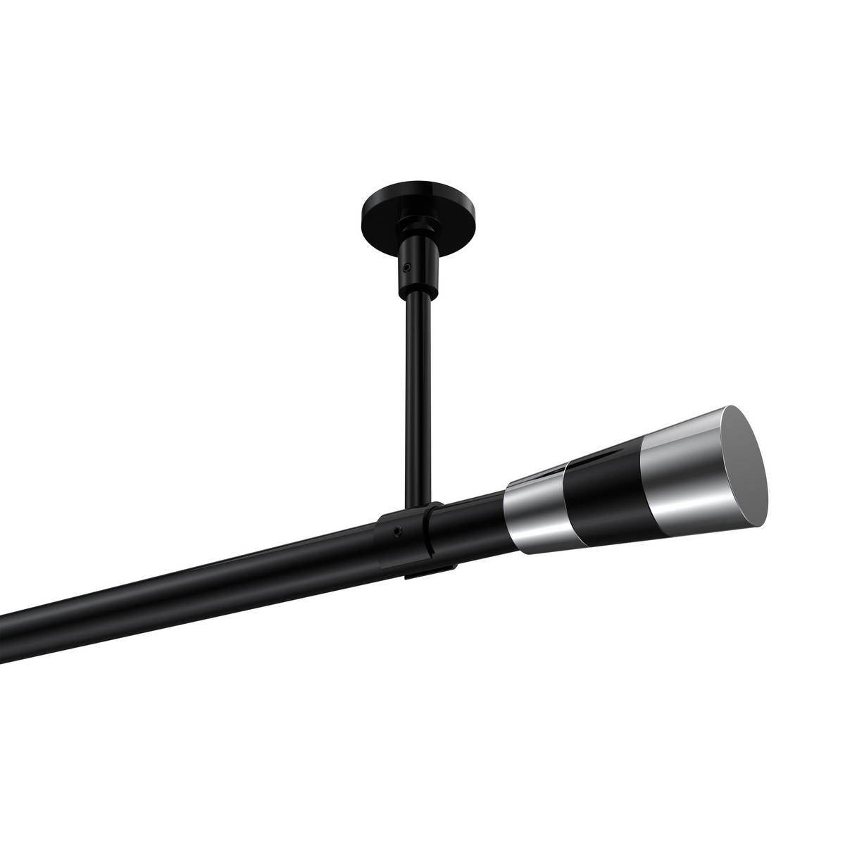 GARDINENSTANGE Sonette Tanara 240 cm (geteilt in 2 x 120 cm), 1-läufig, 20 mm Ø Schwarz - Chromfarben/Schwarz, Metall (240cm) - INTERDECO