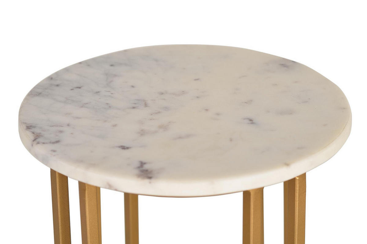 COUCHTISCH aus Marmor - Weiß, Holz (30/30/50cm) - Giner y Colomer