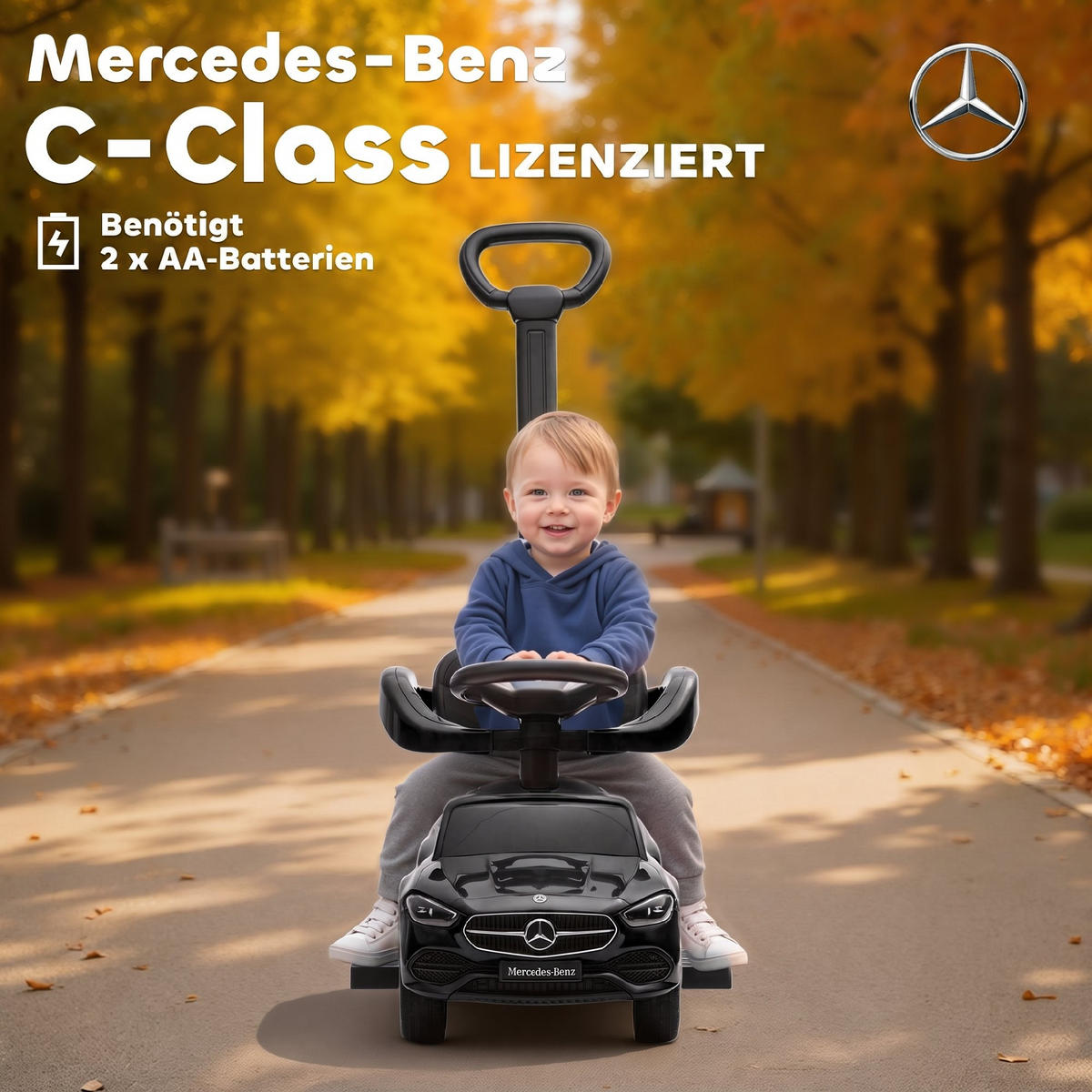 KINDER-RUTSCHAUTO Kunststoff Stahl Schwarz - Schwarz, Kunststoff (91/40/83cm) - AIYAPLAY