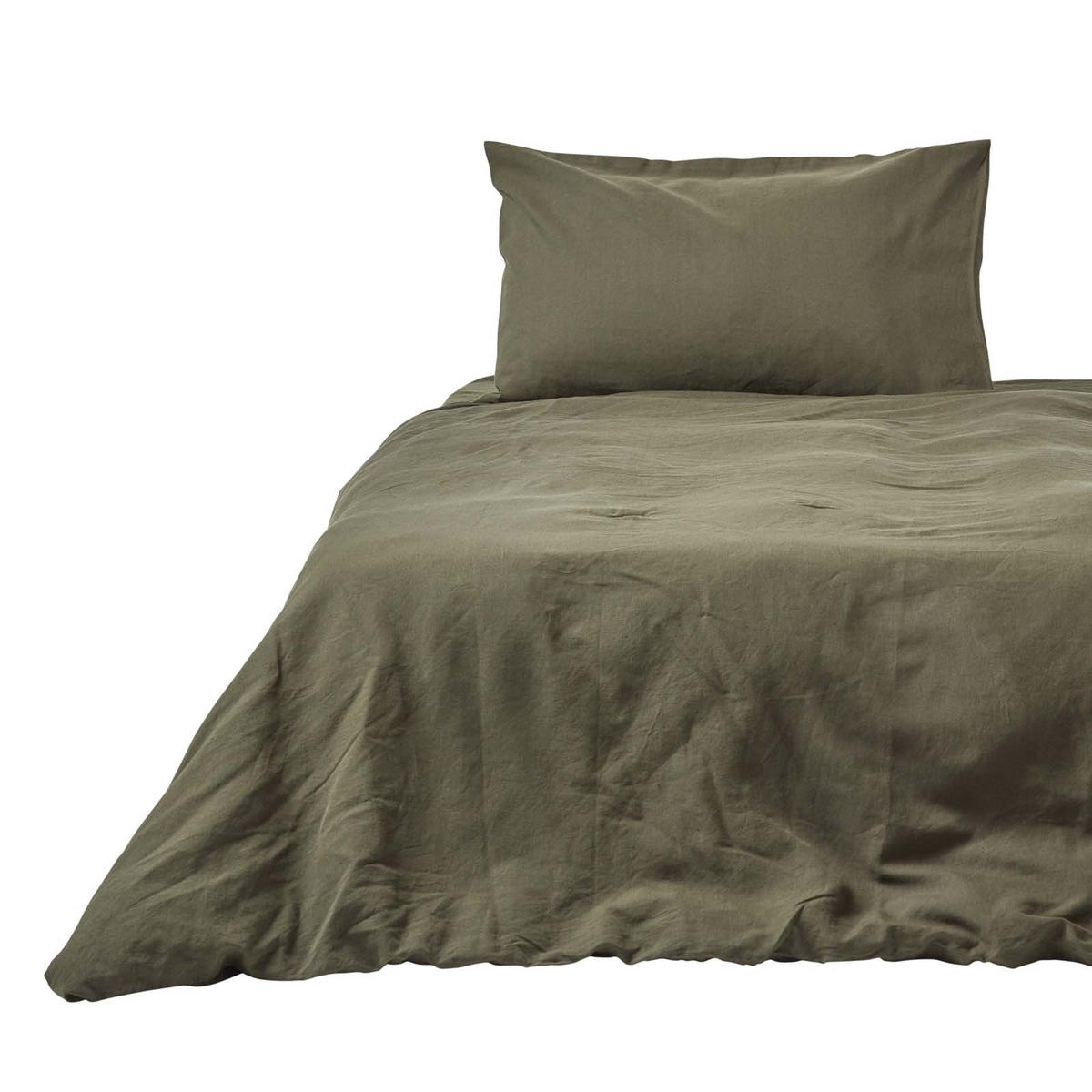 BETTWÄSCHE Leinen - Olivgrün, Textil (150/200cm) - Homescapes