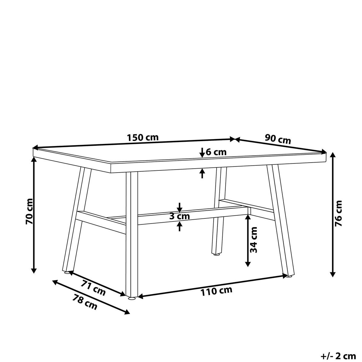 GARTENTISCH Aluminium schwarz 150/90 cm Canetto - Schwarz, Metall (150/90/76cm) - Beliani