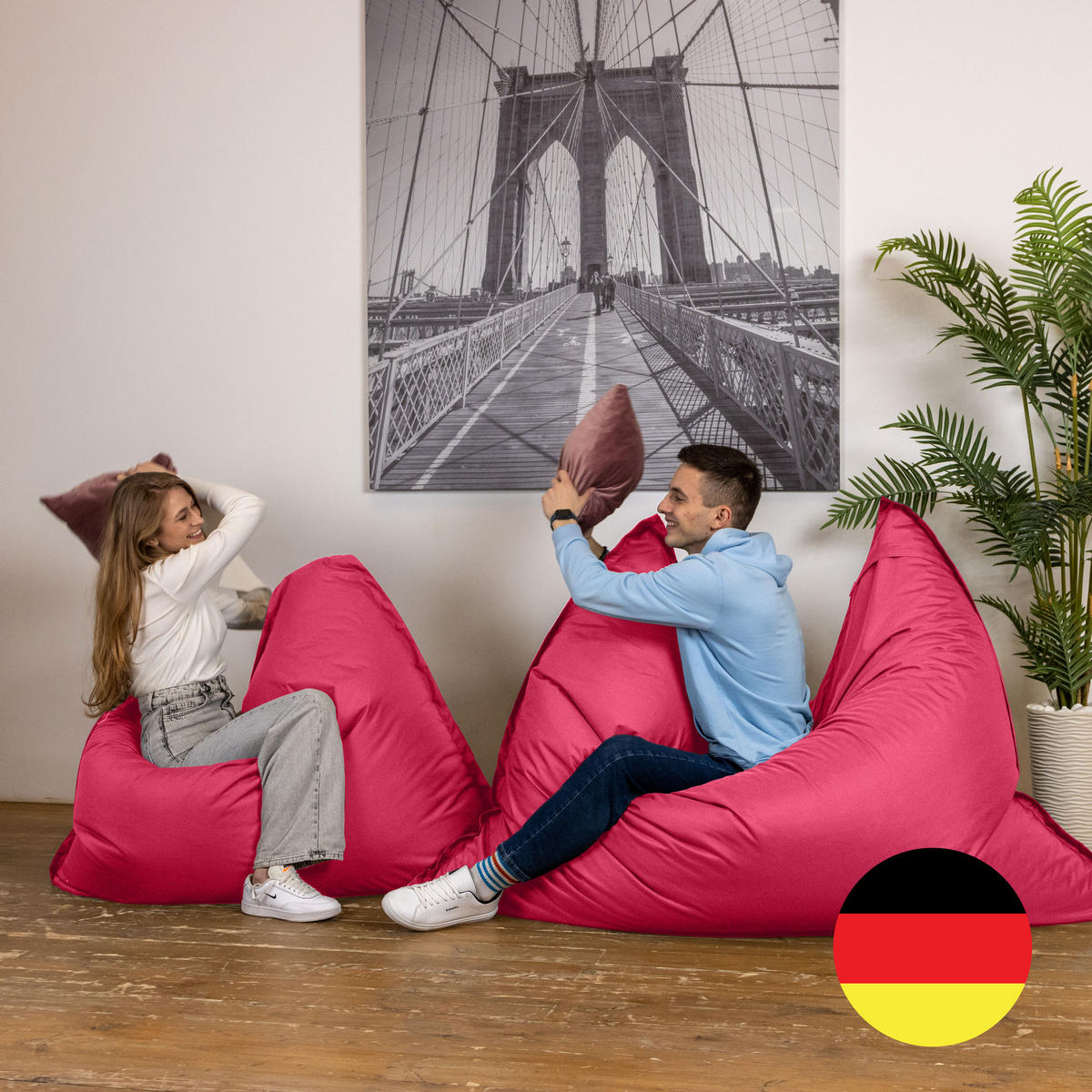 SITZSACK XXL Caree pink, 140x180cm groß für Outdoor - Pink, Textil (180/140/30cm) - Bruni