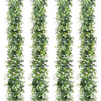 GIRLANDE 4-teiliges Set Eukalyptus mit weißen Blüten 180 cm - Multicolor, Kunststoff (10cm)