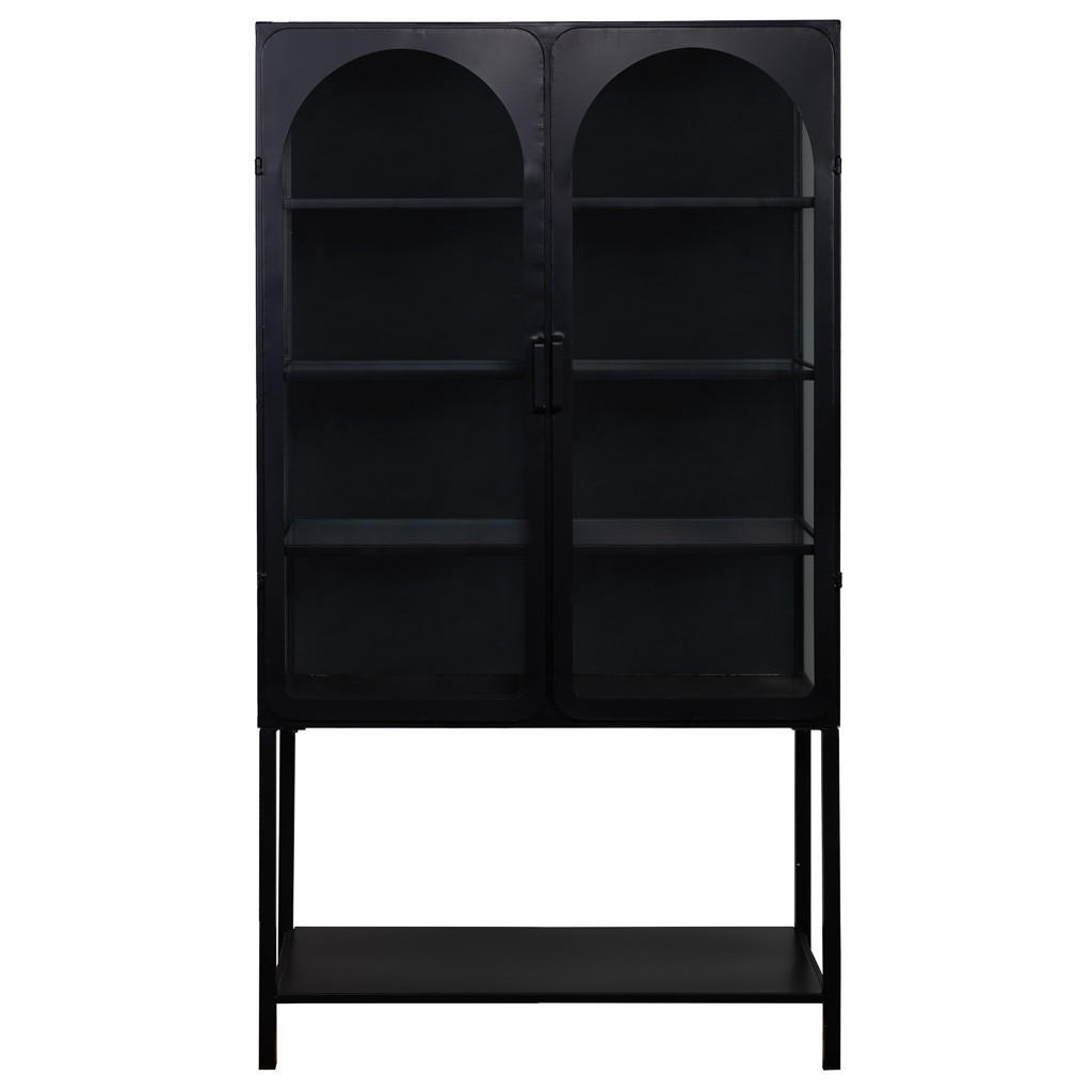 VITRINE aus Metall und Glas mit 2 Türen, 88x44x160 cm, Schwarz - Schwarz, Metall (88/160/44cm) - Wanderlust