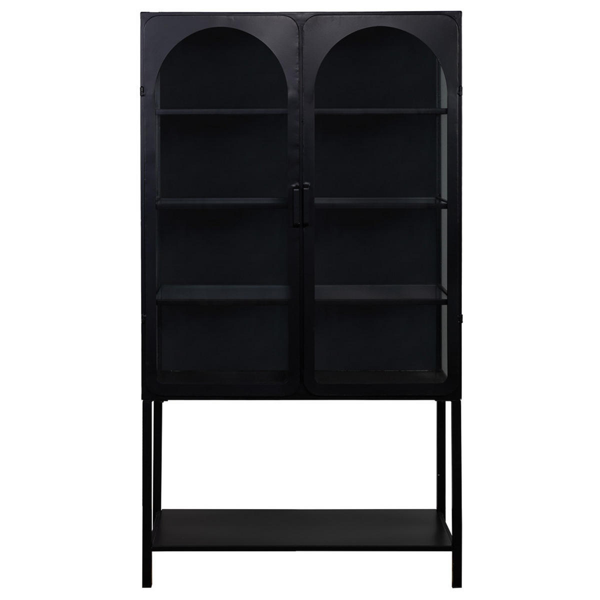 VITRINE aus Metall und Glas mit 2 Türen, 88x44x160 cm, Schwarz - Schwarz, Metall (88/160/44cm) - Wanderlust