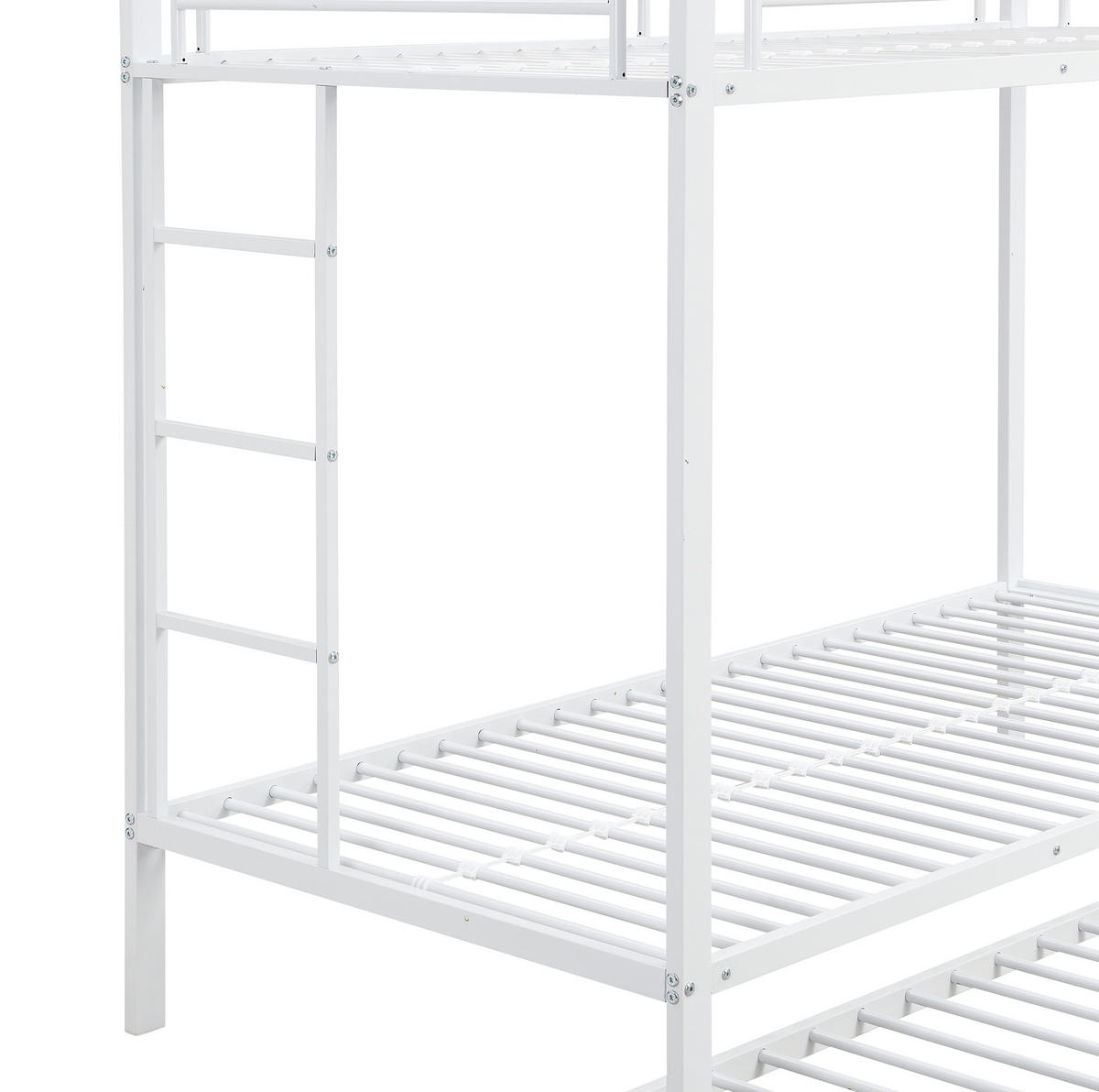 ETAGENBETT 90/200 cm in Weiß aus Metall mit Ausziehbett und hohem Sicherheitsgeländer - Weiß, Metall (90/200cm) - OKMYHOME