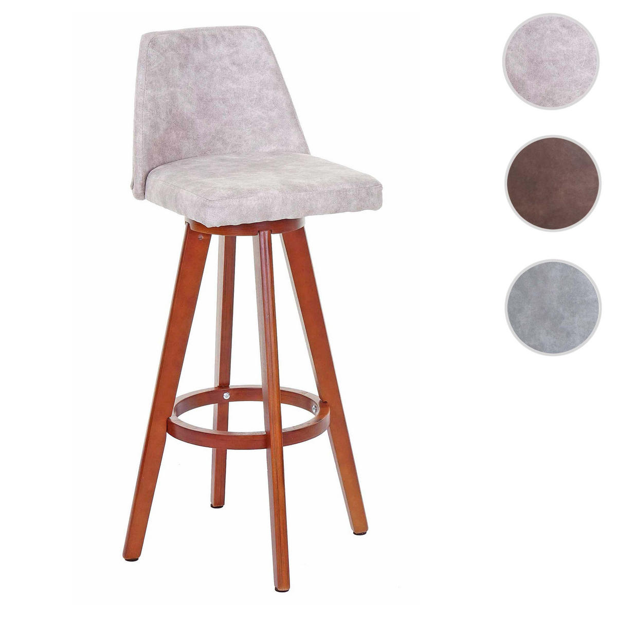BARHOCKER mit Lehne Sitzhöhe 73cm Holz Textil Vintage Braun helle Beine - Hellbraun, Holz/Textil (48/97/48cm) - PROREGAL