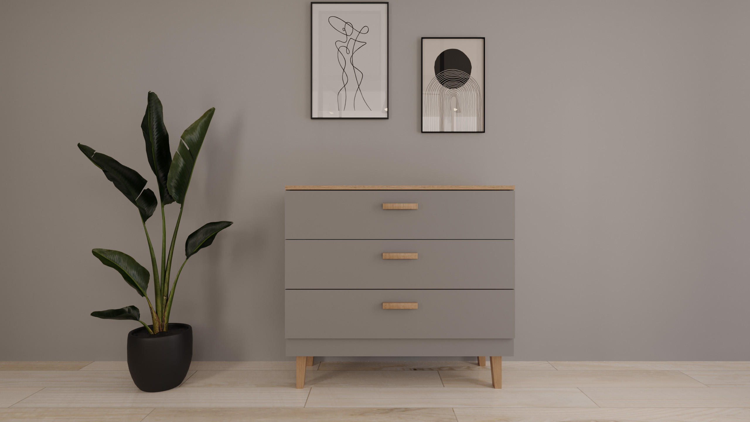 KOMMODE Denver 100/90/47 - Grau, Holzwerkstoff (100/90/47cm) - RAUMHIRSCH FURNITURE