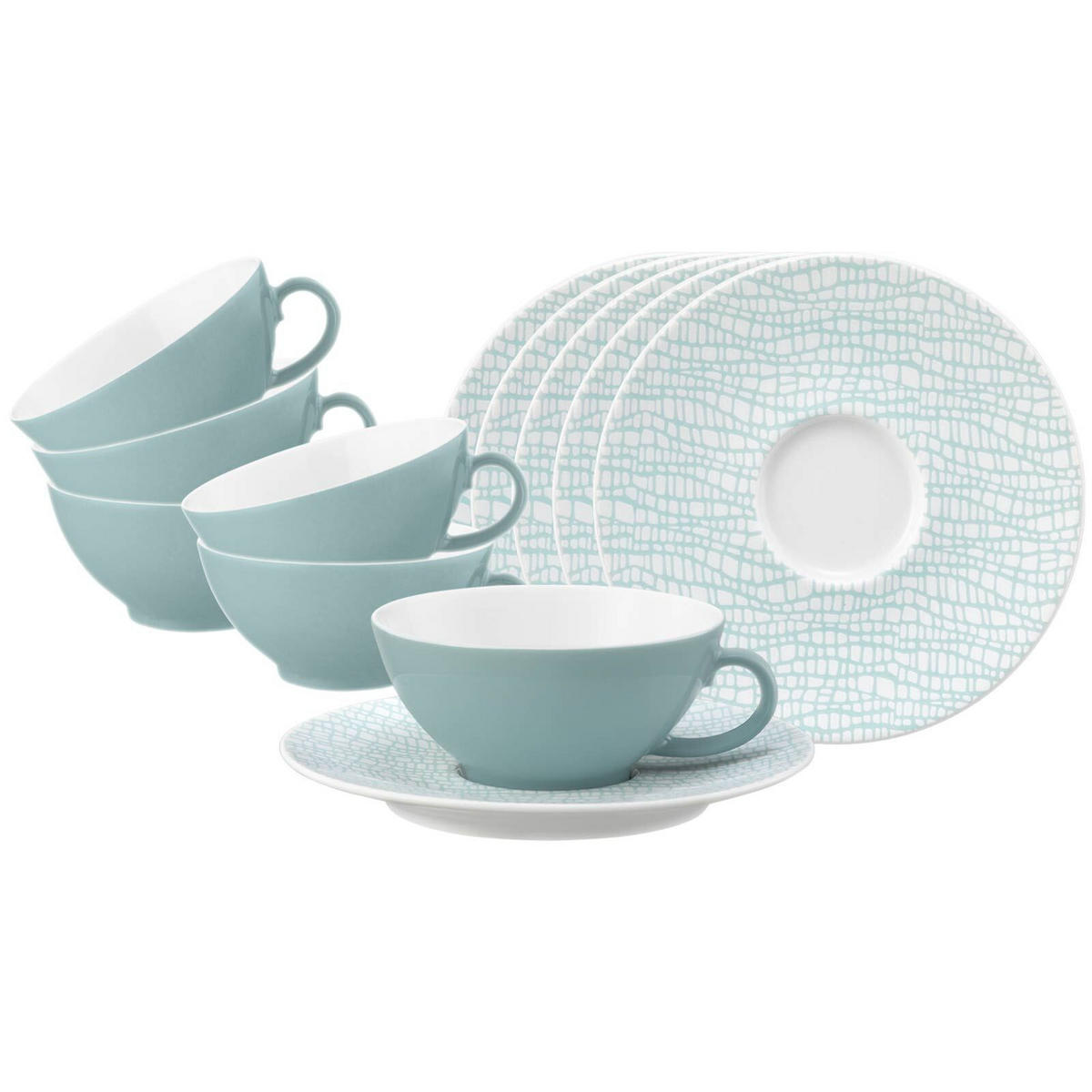 TEETASSEN MIT UNTERTASSEN Life Fashion Green Chic 140 ml 6er Set - Grün, Keramik (13.6/5.9/13.6cm) - Seltmann Weiden