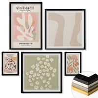 WANDBILDER 5er-Set - 50x50 cm & 20x30 cm & 40x60 cm Schwarzer Rahmen - Moderne abstrakte Frau - Schwarz, Kunststoff (40/60cm) - ArtPrintCave