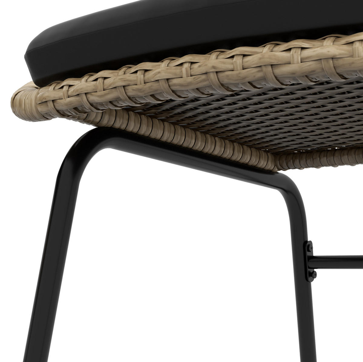 BALKONSET Ø40×45cm Rattan mit Kissen und Tisch Stahlplatte - Gelb, Naturmaterialien - Modfu