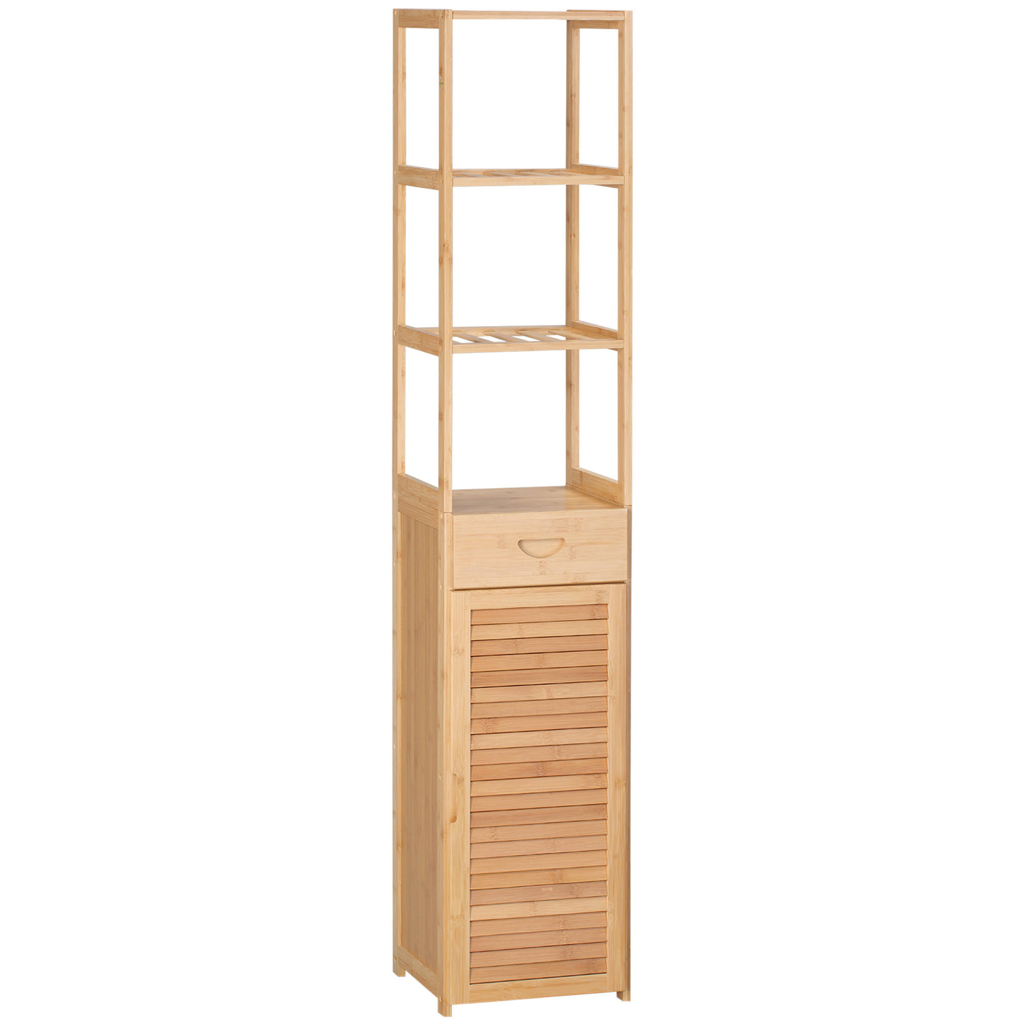 HOCHSCHRANK aus Bambus, 32 x 30 x 163 cm Naturholz - Naturfarben, Naturmaterialien (32/163/30cm) - Kleankin