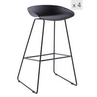 BARHOCKER 4er-Set Metall Schwarz - Schwarz, Metall (42/82/42cm) - Nordlys