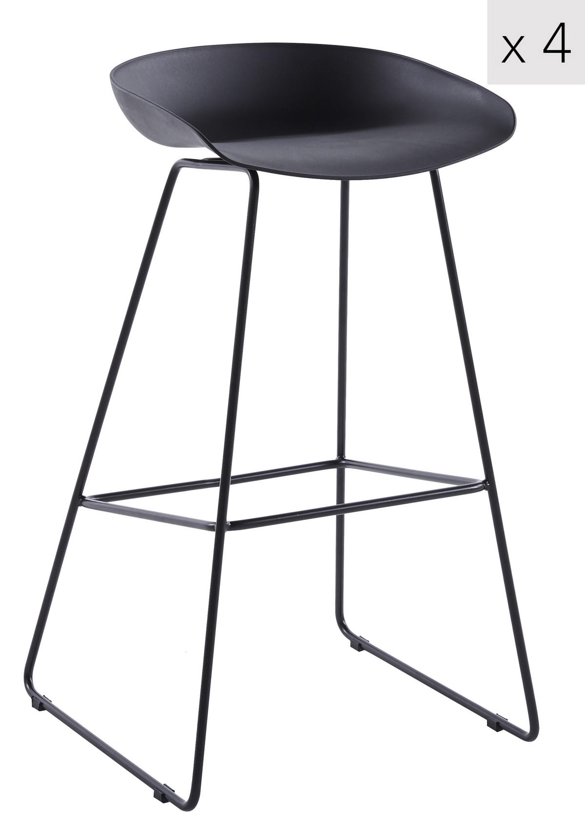 BARHOCKER 4er-Set Metall Schwarz - Schwarz, Metall (42/82/42cm) - Nordlys