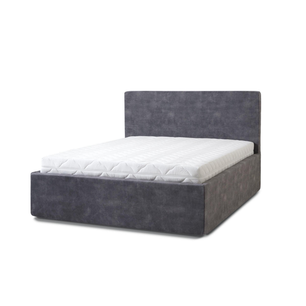 POLSTERBETT Puro Grande 160x200 in Plüsch Ash Warm Gray - Blaugrau, Holz (160/200cm) - Letti Moderni