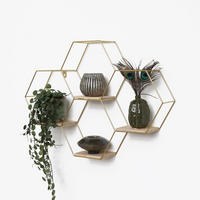WANDREGAL Vierfaches sechseckiges aus Metall - 40,5 x 58 cm - Gold - Goldfarben, Metall (58/40.5/10.5cm) - IVOL
