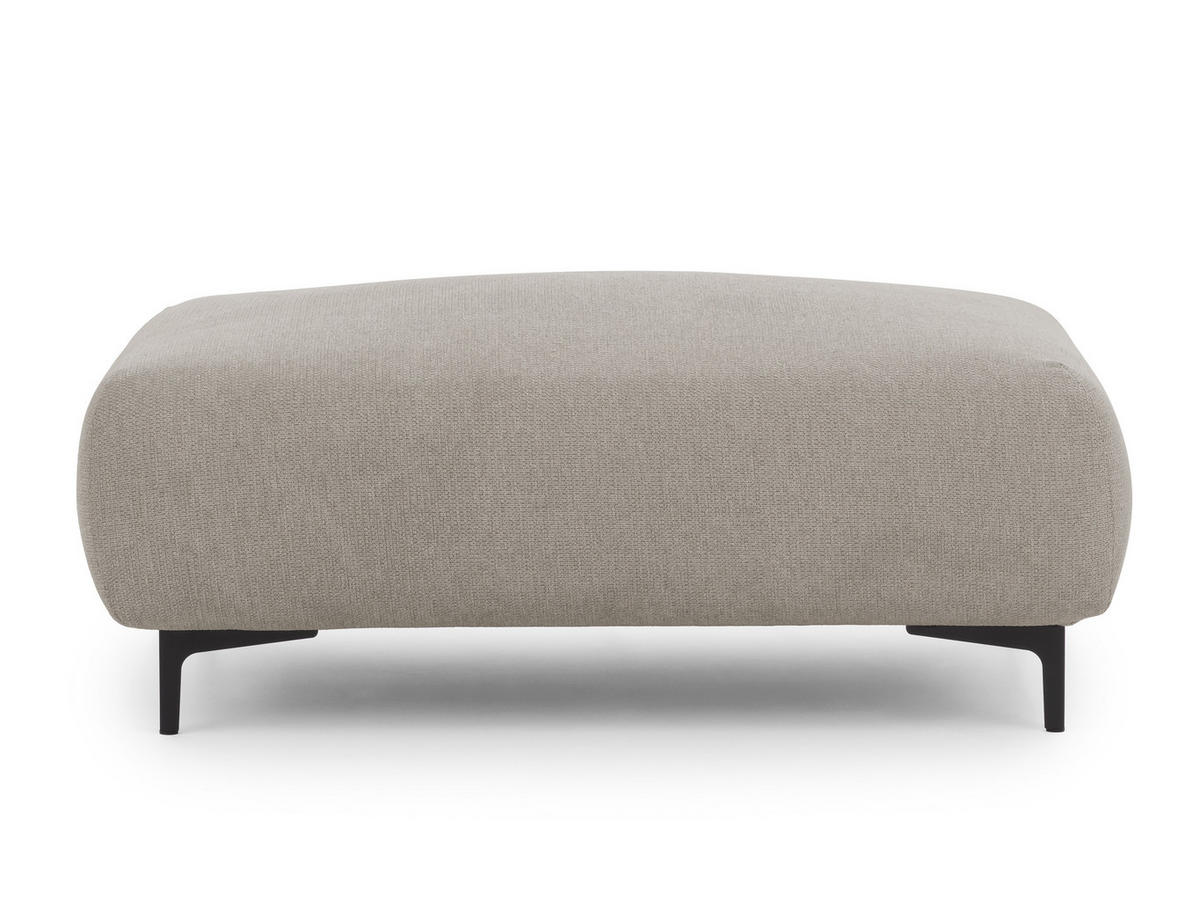 POLSTERHOCKER Cardea in Bubble-Optik aus weichem Taupe Strukturstoff mit hohem Sitzkomfort - Taupe/Schwarz, Holz/Textil (110/46/65cm) - S-Style Möbel