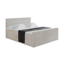BOXBETT mit Matratze H3 und Lattenrost - TOLO-Z - 200x200 Cord - Creme - Creme, Holzwerkstoff (200/200cm) - ALTDECOR