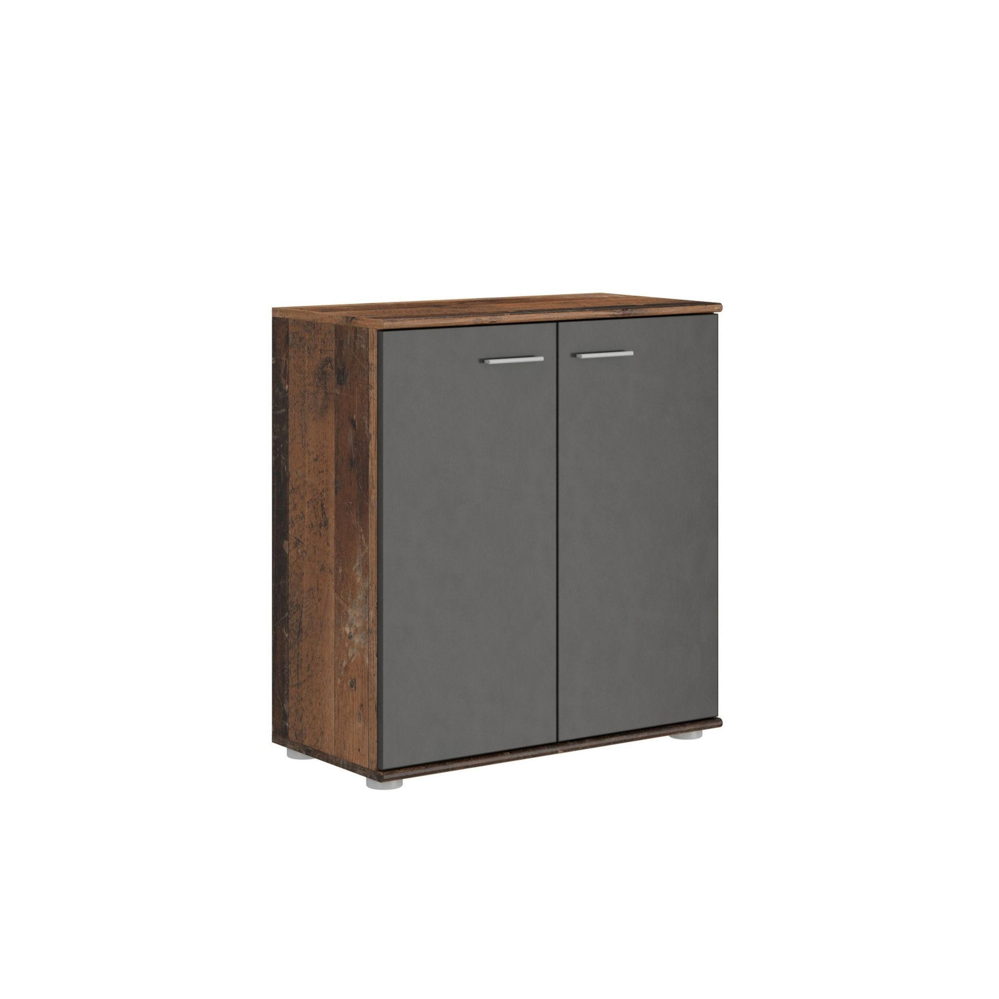 KOMMODE MICHELE 71/75/35 cm mit 2 Türen Braun - Hellgrau/Braun, Holzwerkstoff (71/75/35cm) - MASSENO
