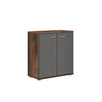 KOMMODE MICHELE 71/75/35 cm mit 2 Türen Braun - Hellgrau/Braun, Holzwerkstoff (71/75/35cm) - MASSENO