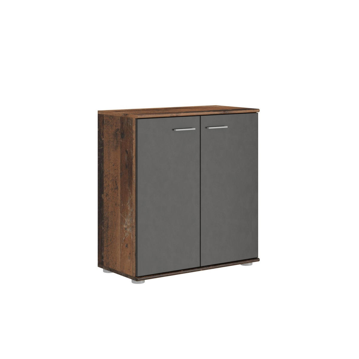 KOMMODE MICHELE 71/75/35 cm mit 2 Türen Braun - Hellgrau/Braun, Holzwerkstoff (71/75/35cm) - MASSENO