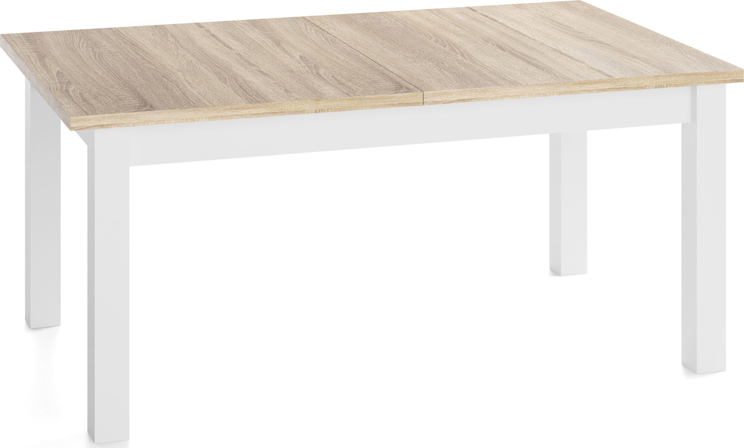 ESSTISCH Lindberg Weiß ausziehbar verlängerbar rechteckig, Eiche Sonoma Hellbraun 120-160/70/77 cm - Braun/Weiß, Holz/Holzwerkstoff (70/160/76.5cm) - WFL GROUP