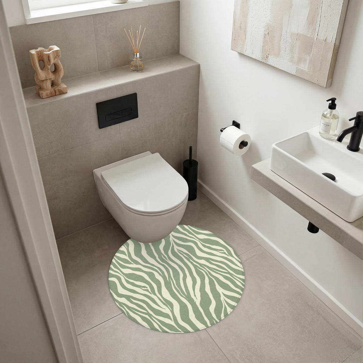 KOUPELNOVÁ PŘEDLOŽKA Zebra - Motiv - zelená 70x70 cm - šalvějově zelená, textil/plast (70/70cm)