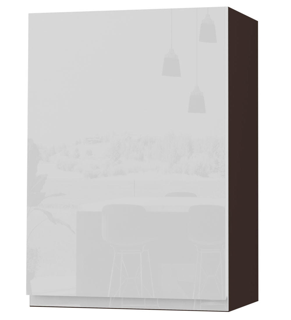 HÄNGESCHRANK Florence W2/50 Lava / RAL 9003 signalweiß HG 50 / 32,5 / 72cm - Türanschlag links - Dunkelgrau/Weiß Hochglanz, Holz/Holzwerkstoff (50/72/32.5cm) - Feldmann-Wohnen