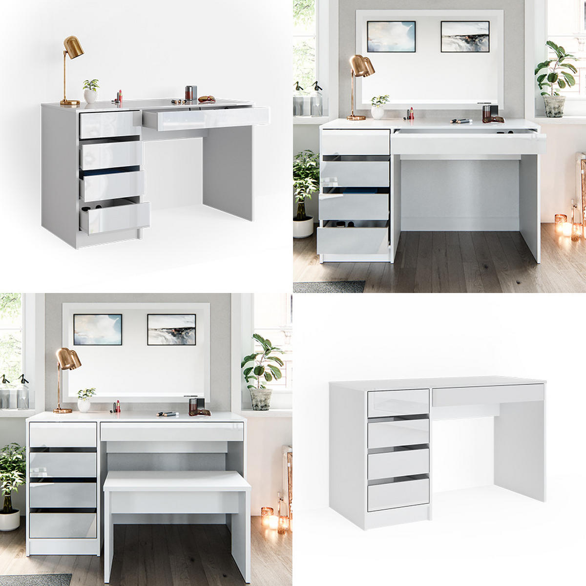 SCHREIBTISCH Sherry Weiß 120 cm - Weiß, Holzwerkstoff (120/55/75cm) - Vicco