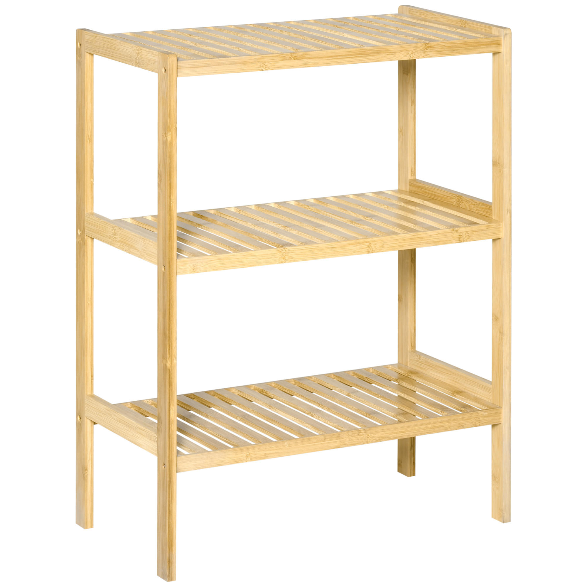 BADREGAL, Standregal, Bambusregal - Naturfarben, Naturmaterialien (33/80/62cm) - HOMCOM