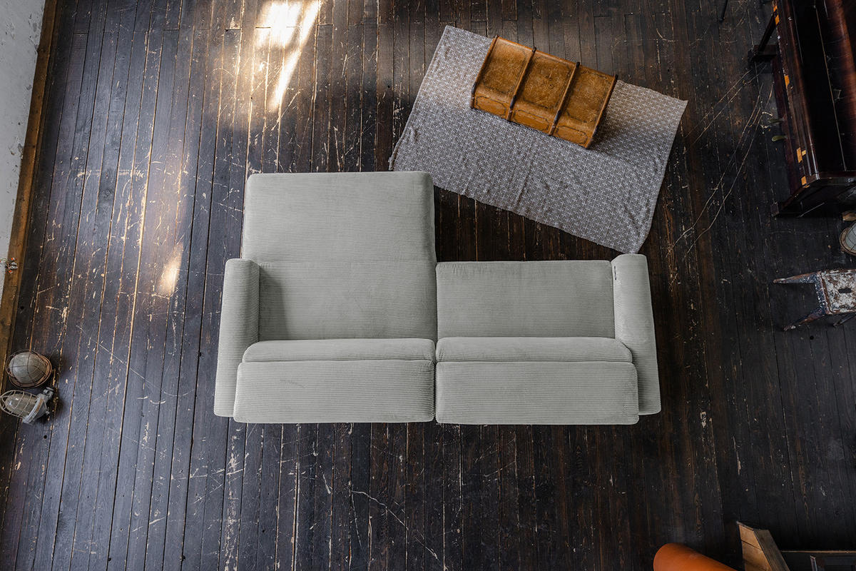 ECKSOFA LAISKA Hellgrau Cord - Hellgrau/Schwarz, Textil/Metall (282/177cm) - KAWOLA