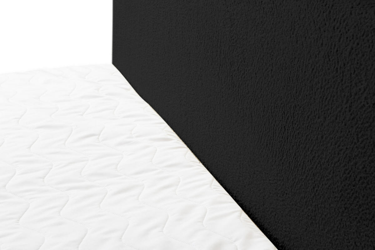 BOXBETT LAMBI mit 2 Bettkästen, 180x200, Farbe: Schwarz, Bouclé-Stoff, mit Bonell-Matratze inkl. Topper - Schwarz, Holz/Kunststoff (180/200cm) - VENASI MÖBEL