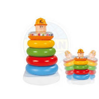 BABYSPIELZEUG Stapelturm 03267 5 bunte Ringe, Rassel, bewegliche Basis, ab 12 Monaten, Kunststoff - Multicolor, Kunststoff (13/25/13cm) - Pilsan