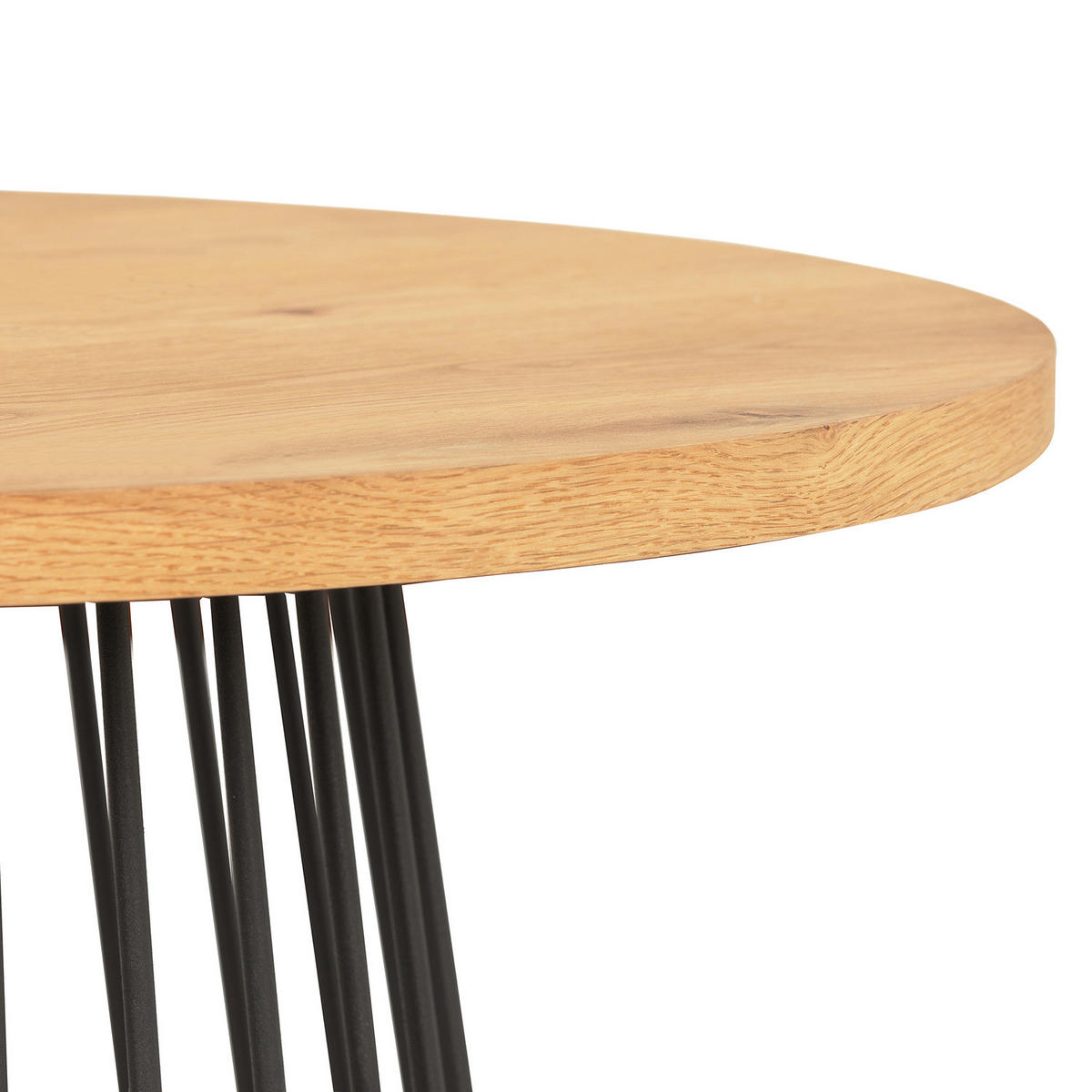 FURNIERTER COUCHTISCH - Eiche / Schwarz - Eichefarben, Holzwerkstoff/Metall (80/80/42cm) - home24