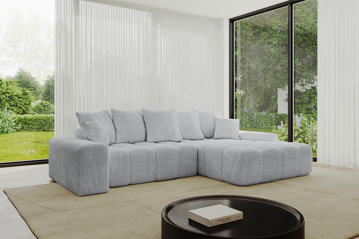 ECKSOFA Ottomane Rechts ENSI-L - 267x164x88 cm Grau - Grau, Holzwerkstoff/Kunststoff (164/267cm) - ALTDECOR