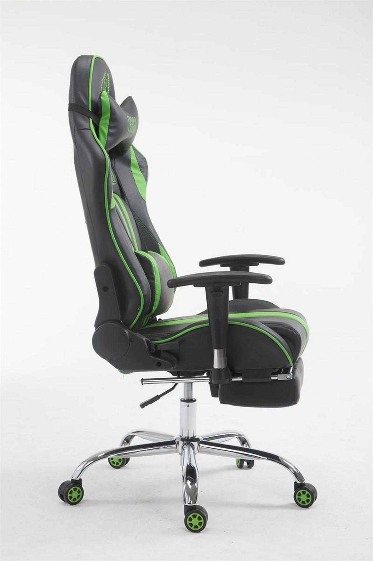 GAMINGSTUHL Limitless-2, Kunstleder mit Fußablage Schwarz/Grün - Grün, Textil/Metall (70/135/58cm) - TPFLiving