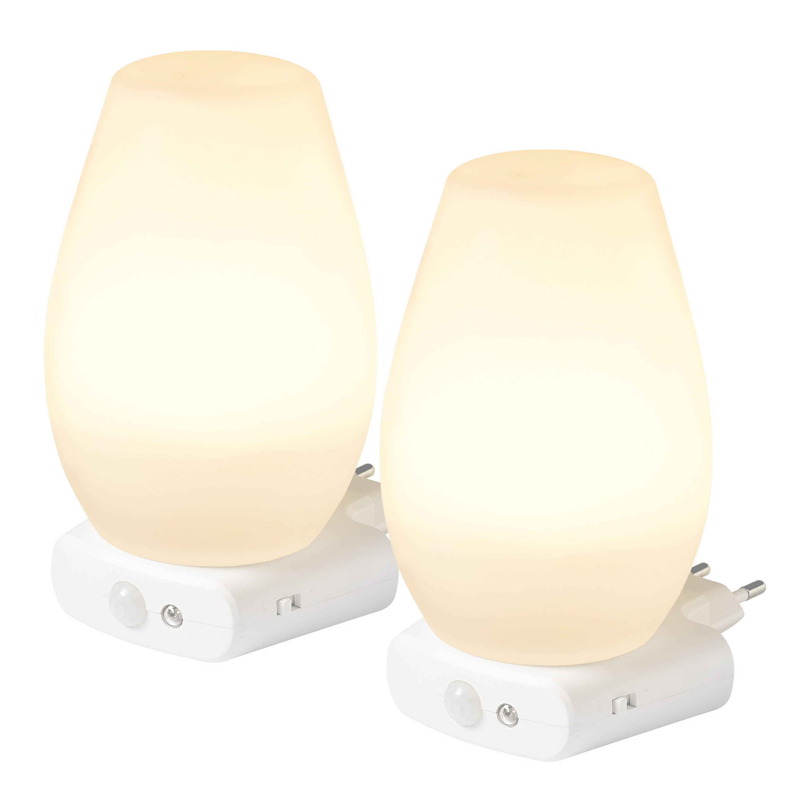 LED-NACHTLICHT - kabellos aufladbar mit RGB- und Warmweiß-Funktion, Bewegungsmelder und Notlicht, 2er-Set - Weiß, Kunststoff (9/7/14cm) - Northpoint