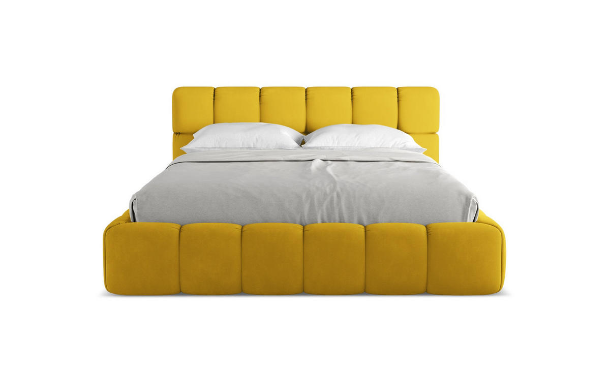 POLSTERBETT mit Bettkasten und Lattenrost 180x228 Gelb - Currygelb/Gelb, Kunststoff/Textil (160/200cm) - Makamii