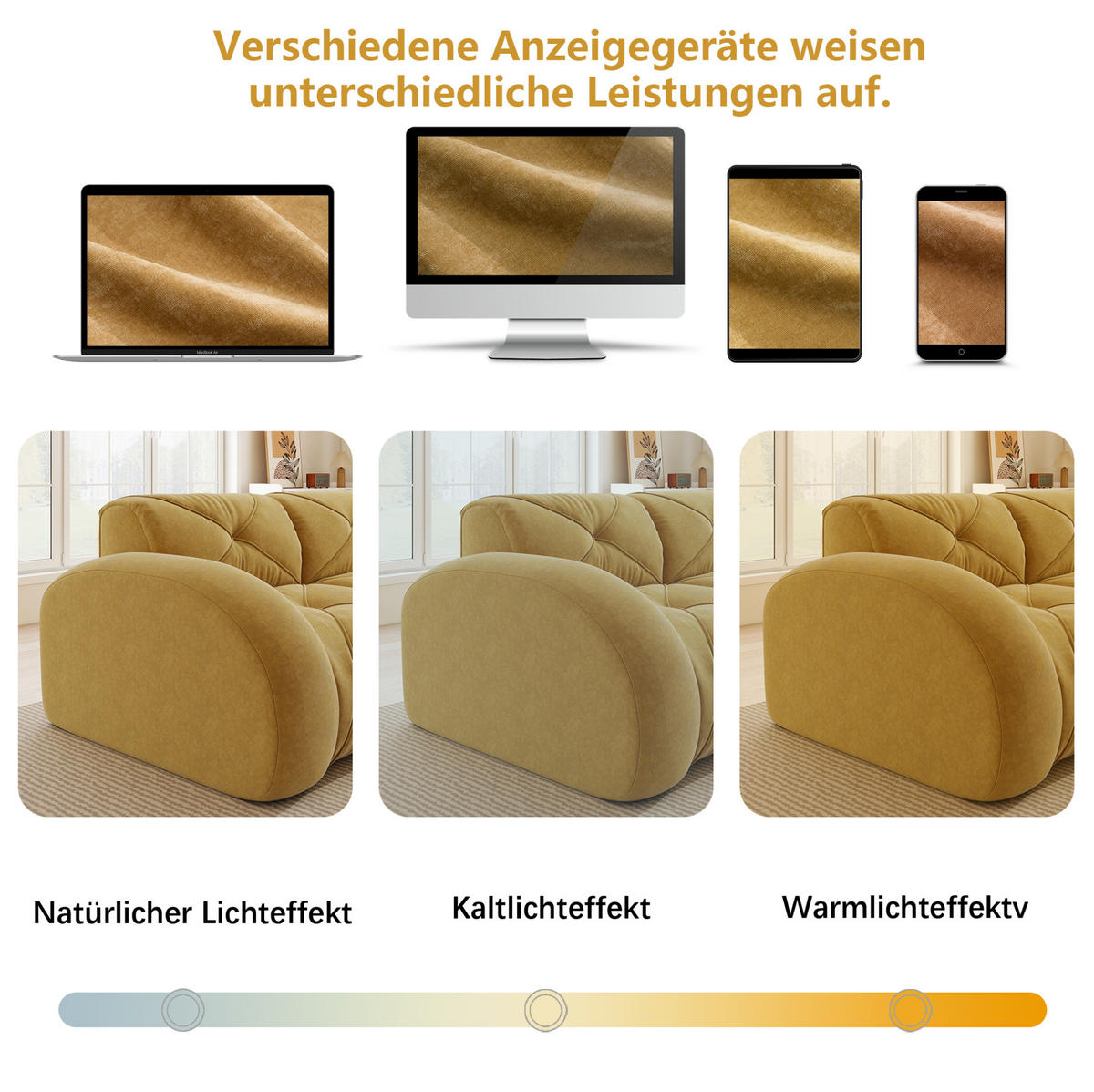ECKSOFA 281/171/76 cm aus Chenille in Gelb, rahmenlos und flexibel - Gelb, Textil (171/281cm) - Flora Grace