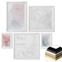 WANDBILDER 5er-Set - 50x50 cm & 20x30 cm & 40x60 cm Weißer Rahmen - Pastellfarbene Aquarelltexturen - Weiß, Kunststoff (40/60cm) - ArtPrintCave