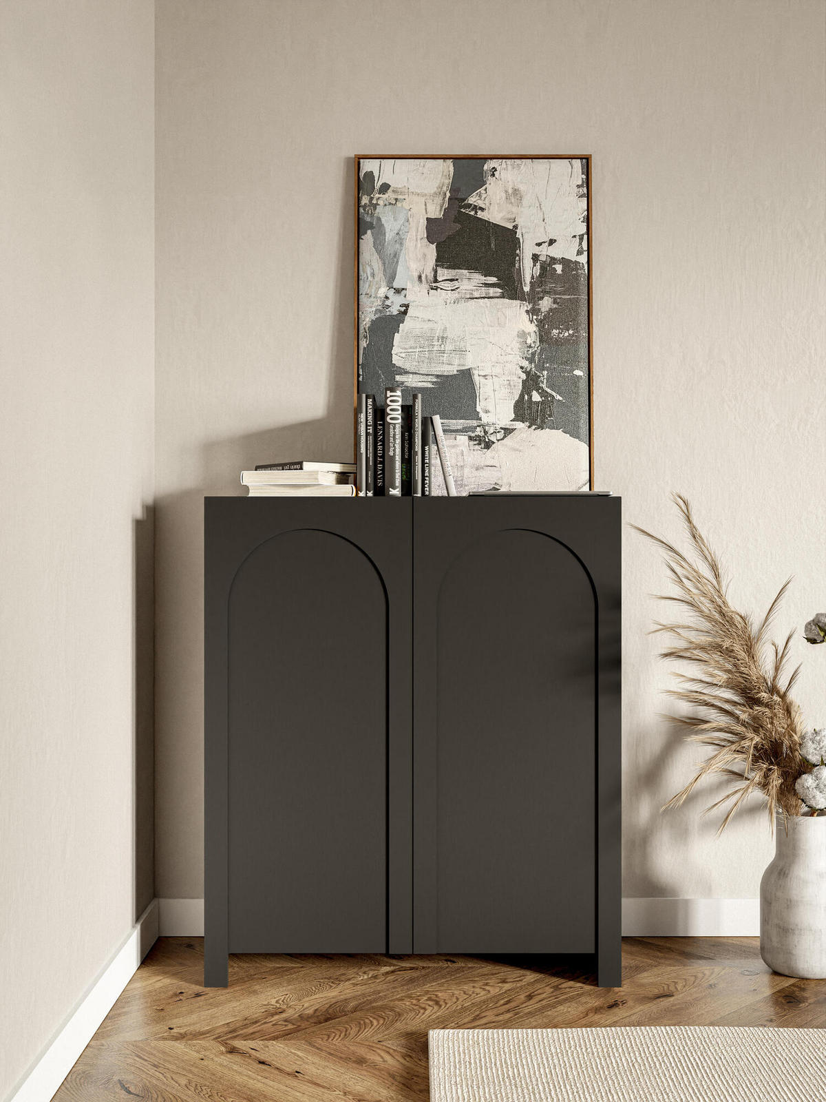 SIDEBOARD ARCO Schwarz, Gold 100x35x117 cm - Goldfarben/Schwarz, Holzwerkstoff (100/117/35cm) - FURNLUX