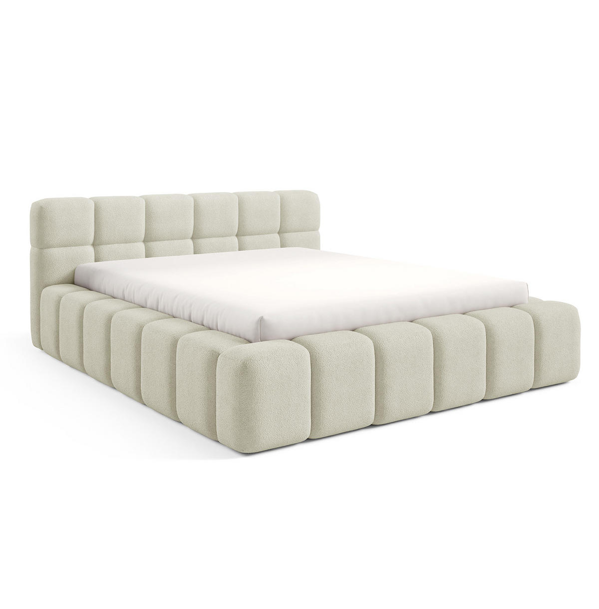 POLSTERBETT NUBO PREMIUM 180x200 cm mit Bettkasten – Stoff QUELLE 02 - Beige, Holz (180/200cm) - Dekori_Interiors