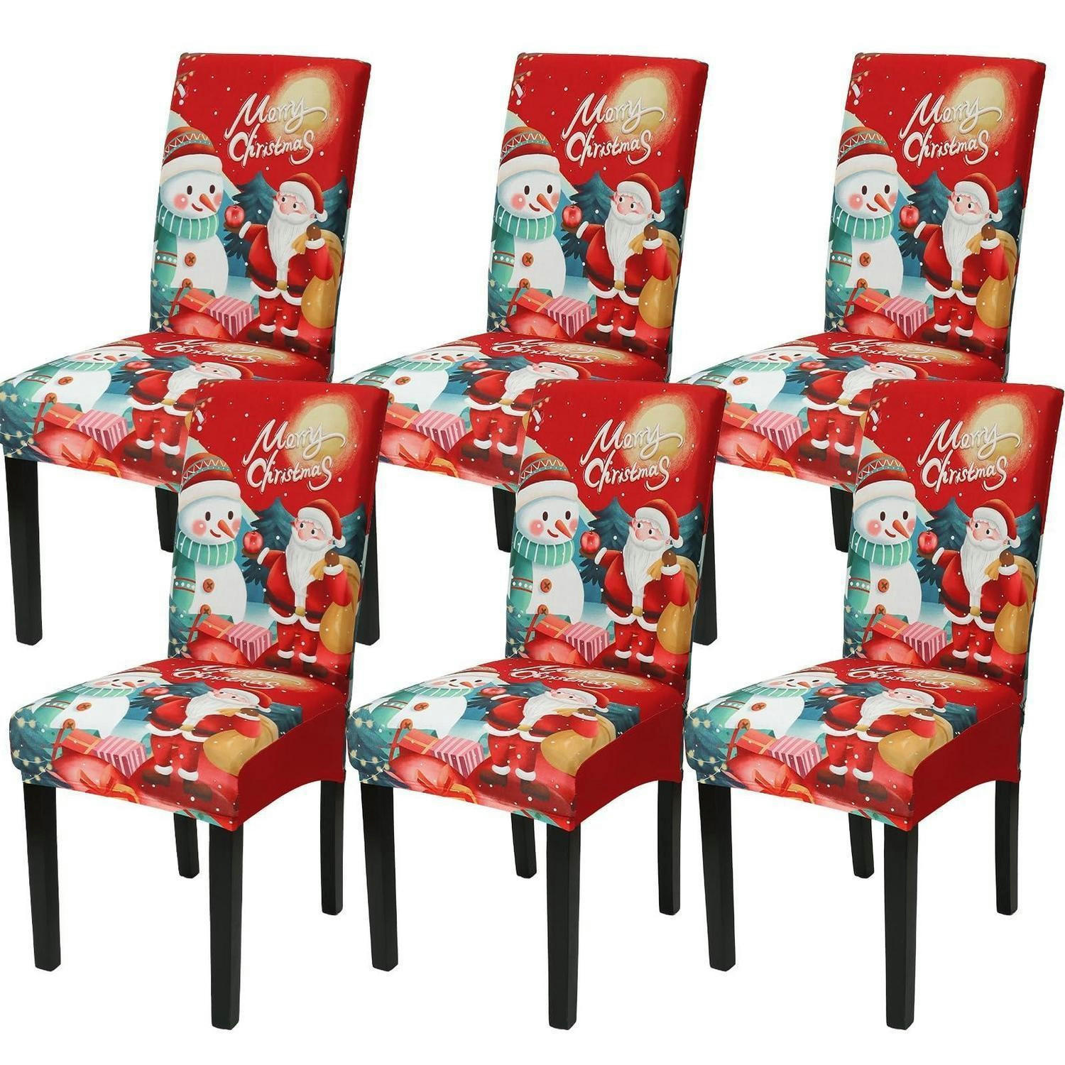 STUHLHUSSEN Weihnachten 6er Set Rot-Schneemann - Multicolor, Textil (43/43cm)