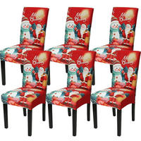 STUHLHUSSEN Weihnachten 6er Set Rot-Schneemann - Multicolor, Textil (43/43cm)