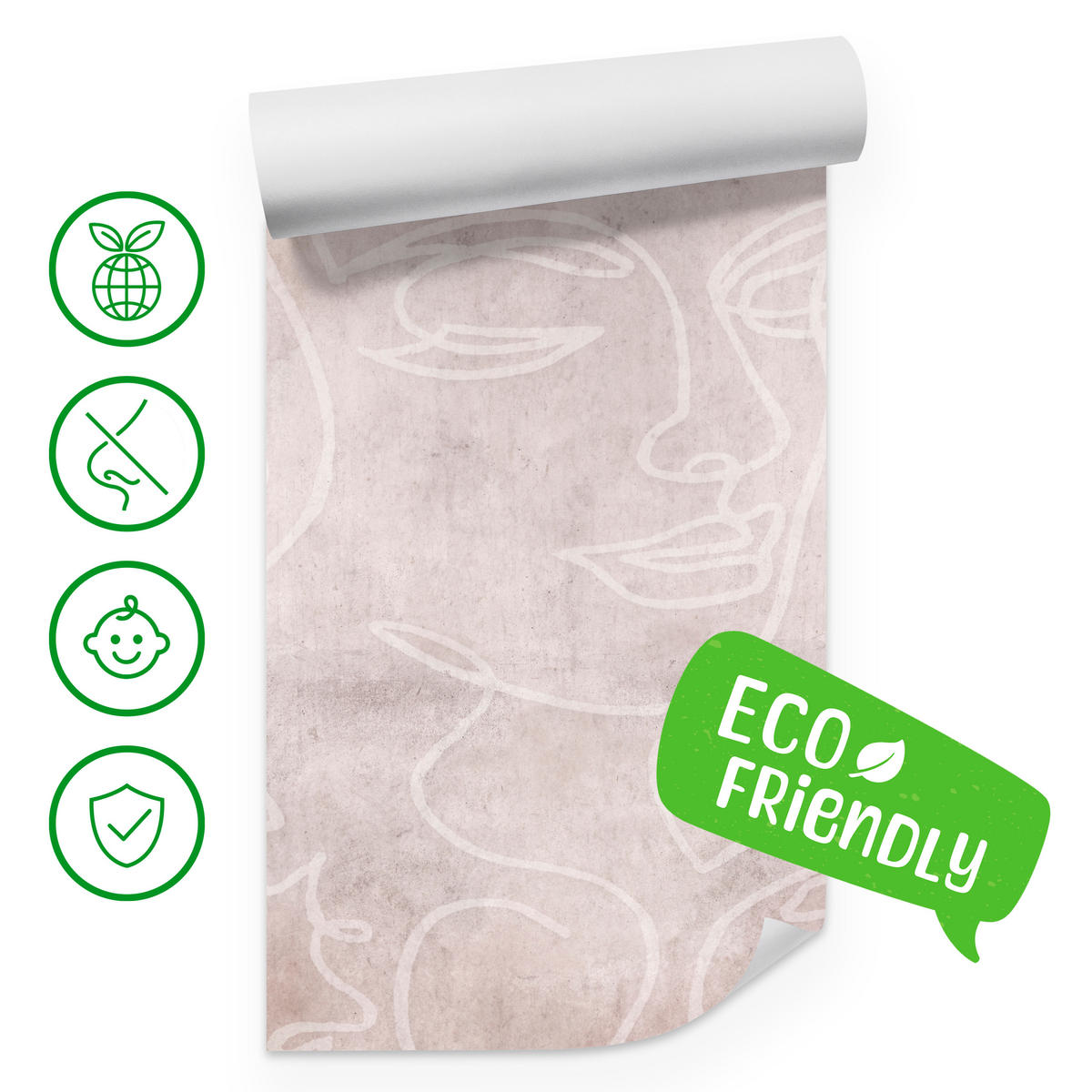 FOTOTAPETE für Schlafzimmer Abstrakte Gesichter Beton Modern Minimalistisch 300x210 - Beige/Braun, Papier (300/210cm) - Muralo