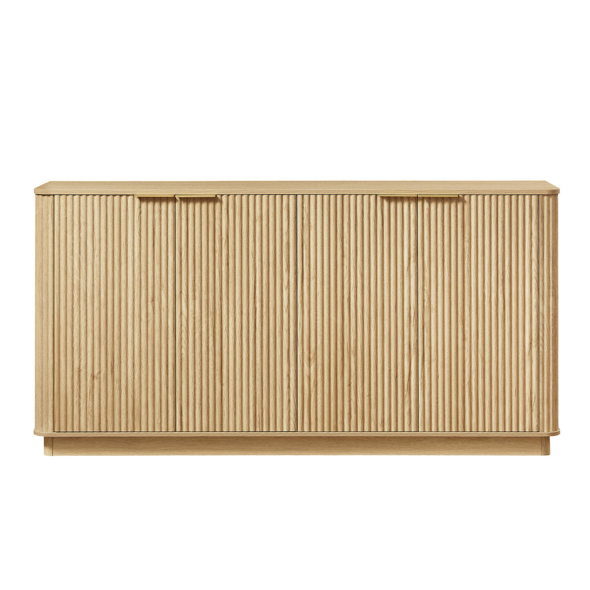 SIDEBOARD aus MDF 160x40x80 cm Eiche mit 4 Türen, Stauraum und Wellenfront - Eichefarben, Holzwerkstoff (160/80/40cm) - Modfu